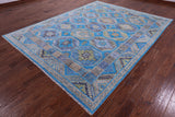 Blue Turkmen Ersari Hand Knotted Wool Rug - 8' 1" X 10' 4" - Golden Nile