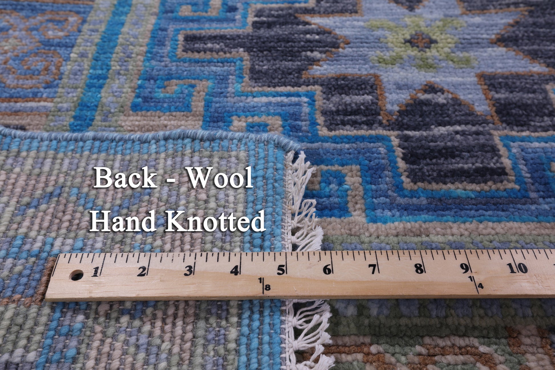 Blue Turkmen Ersari Hand Knotted Wool Rug - 8' 1" X 10' 4" - Golden Nile