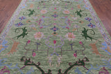 Green Turkish Oushak Hand Knotted Wool Rug - 8' 2" X 10' 0" - Golden Nile