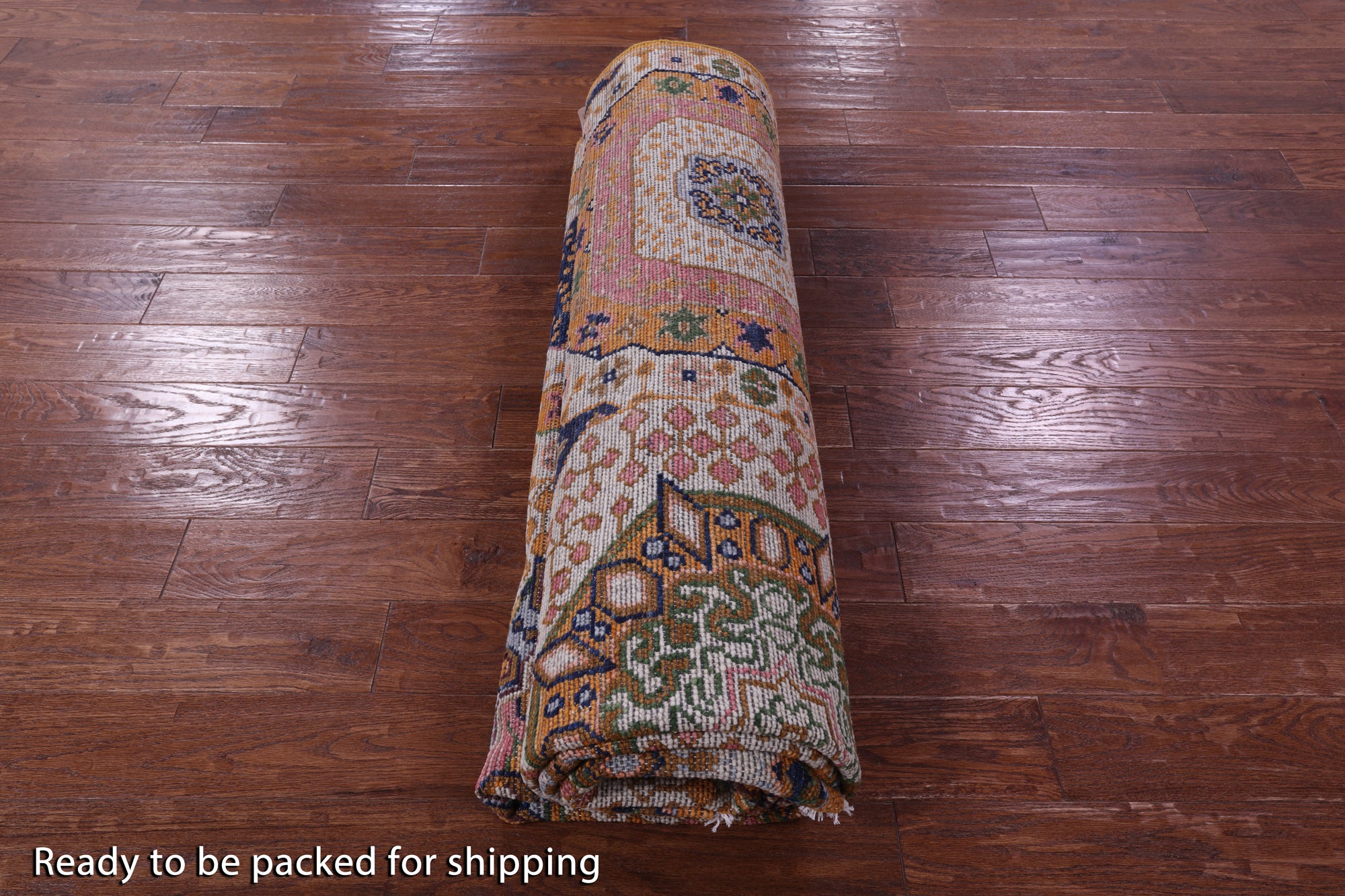 Geometric Persian Mamluk Hand Knotted Wool Rug - 8' 1" X 10' 3" - Golden Nile