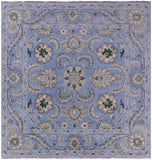 Blue Square Persian Tabriz Hand Knotted Wool Rug - 8' 1" X 8' 4" - Golden Nile