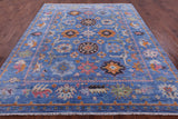 Blue Turkish Oushak Hand Knotted Wool Rug - 8' 2" X 10' 0" - Golden Nile
