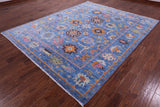 Blue Turkish Oushak Hand Knotted Wool Rug - 8' 2" X 10' 0" - Golden Nile