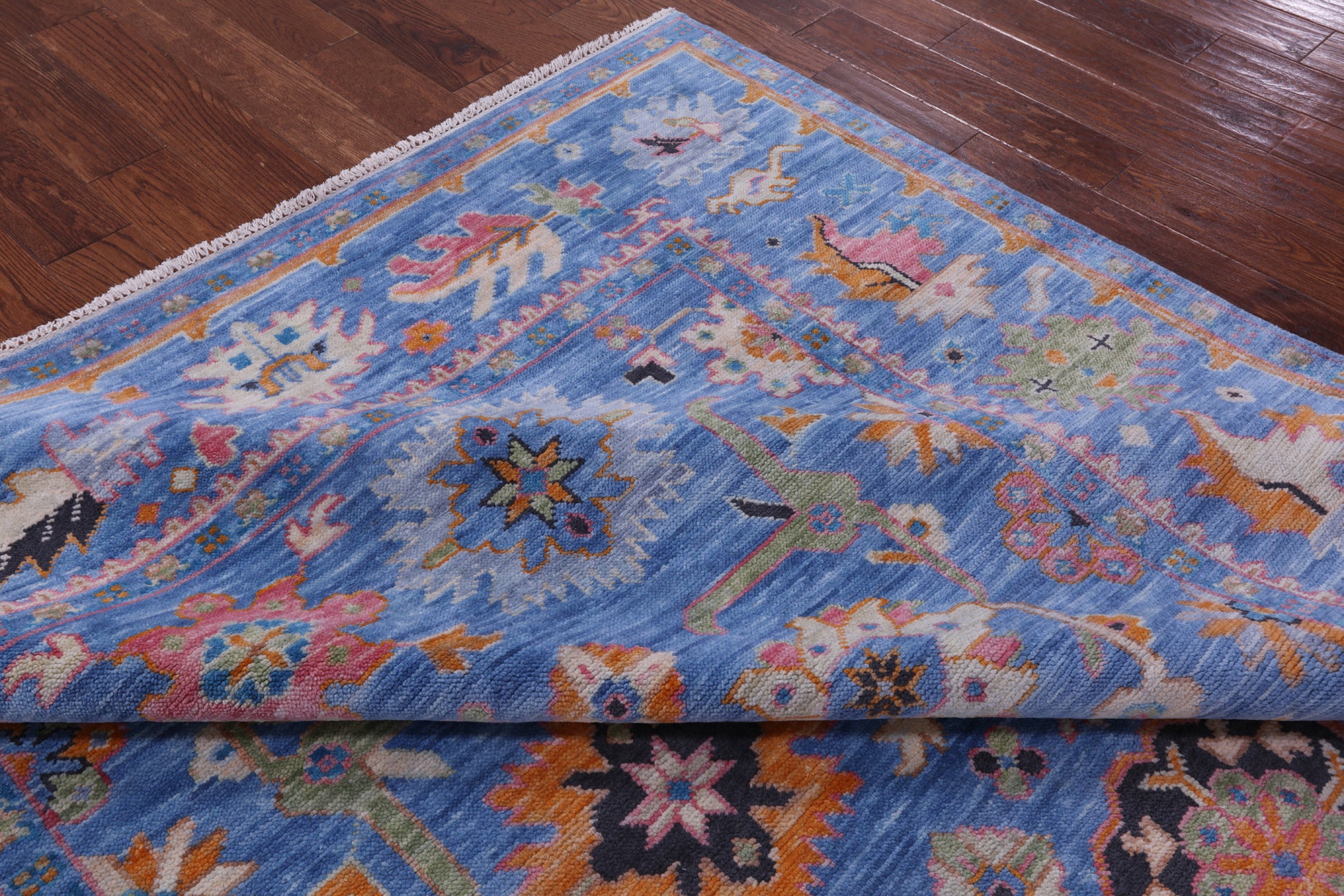 Blue Turkish Oushak Hand Knotted Wool Rug - 8' 2" X 10' 0" - Golden Nile