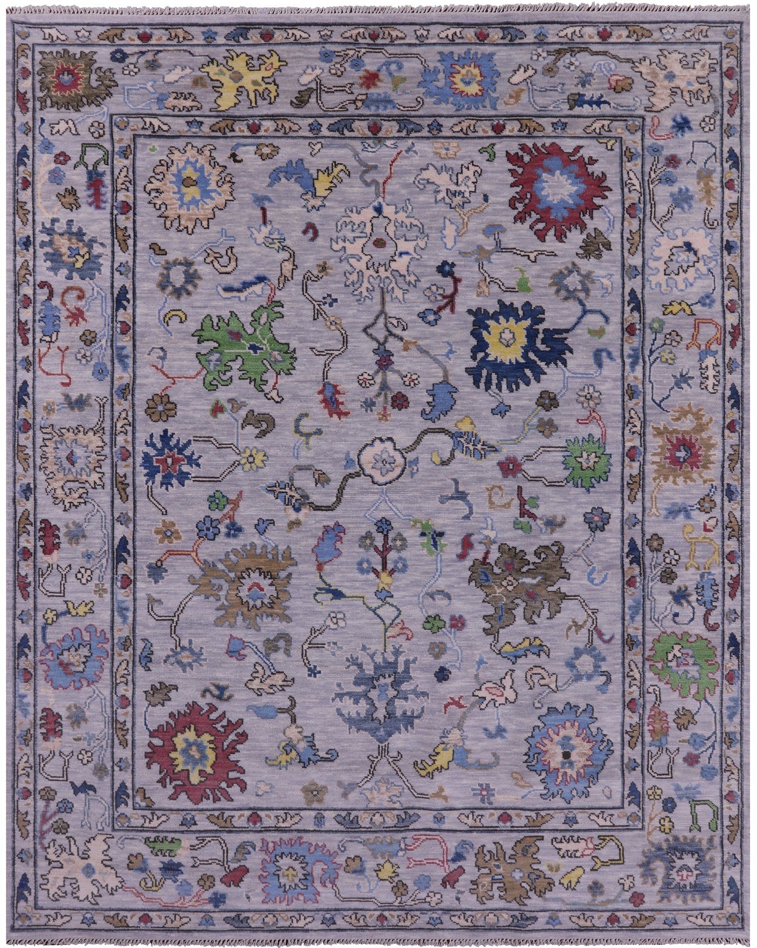 Grey Turkish Oushak Hand Knotted Wool Rug - 8' 0" X 10' 2" - Golden Nile