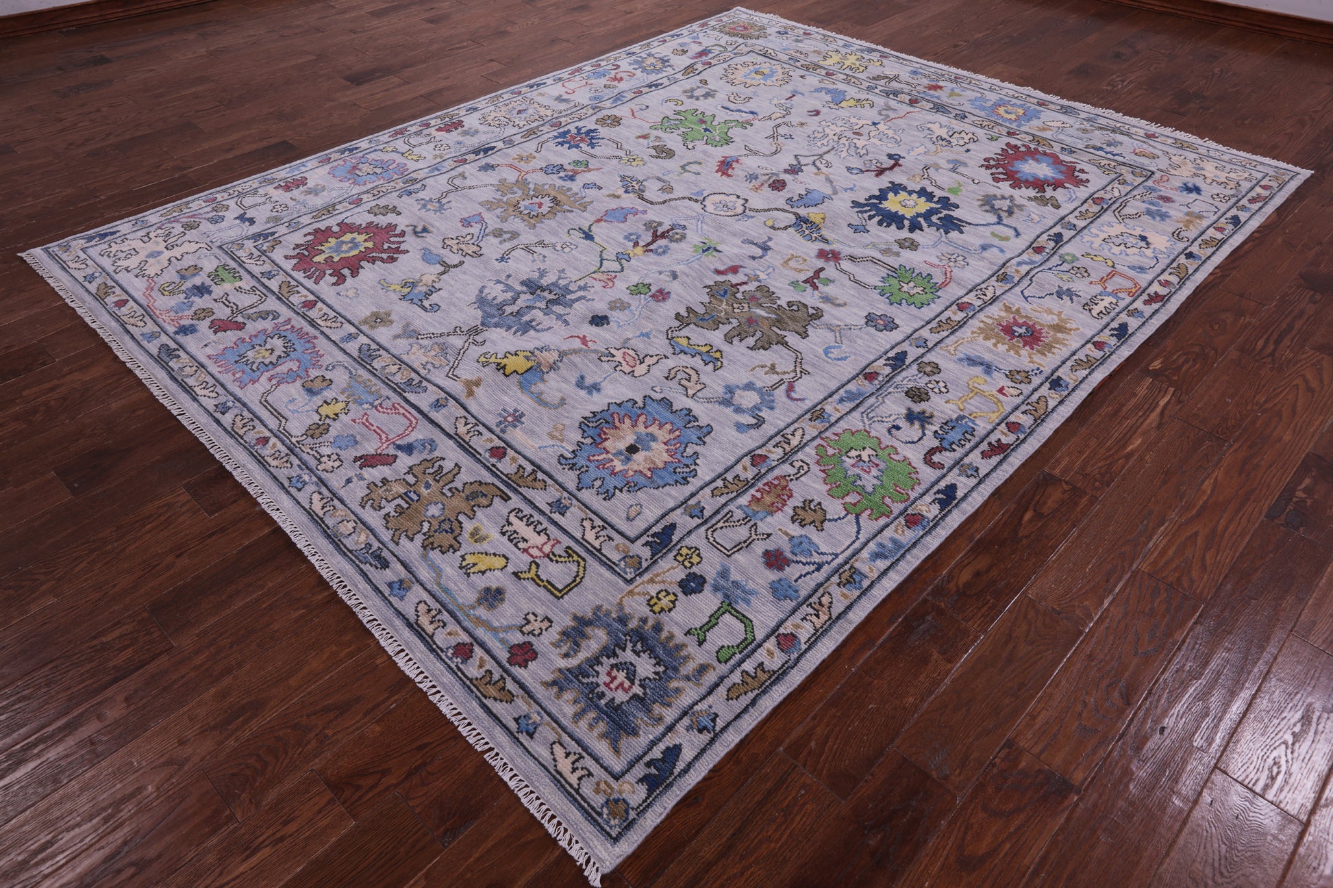 Grey Turkish Oushak Hand Knotted Wool Rug - 8' 0" X 10' 2" - Golden Nile