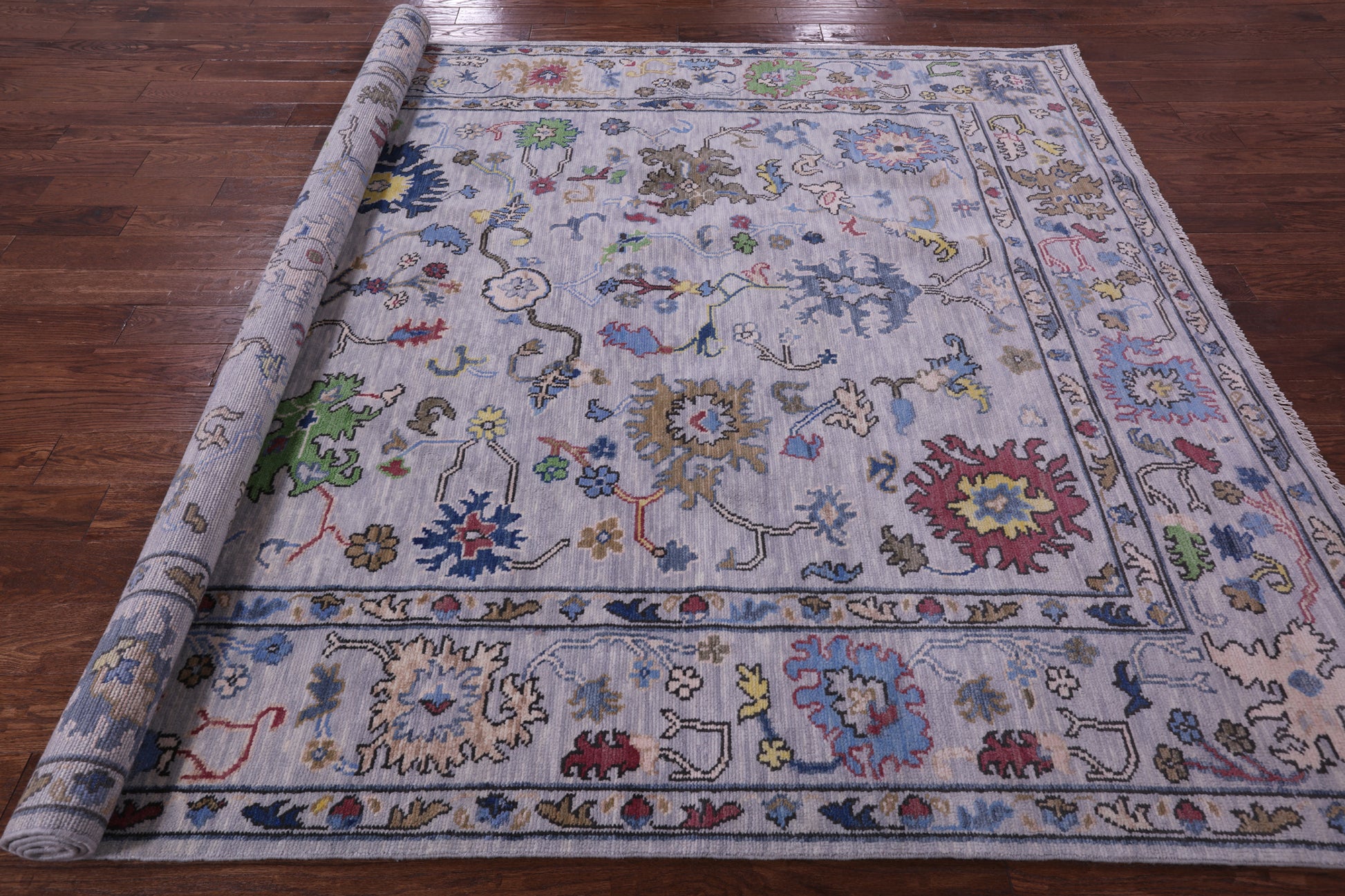 Grey Turkish Oushak Hand Knotted Wool Rug - 8' 0" X 10' 2" - Golden Nile