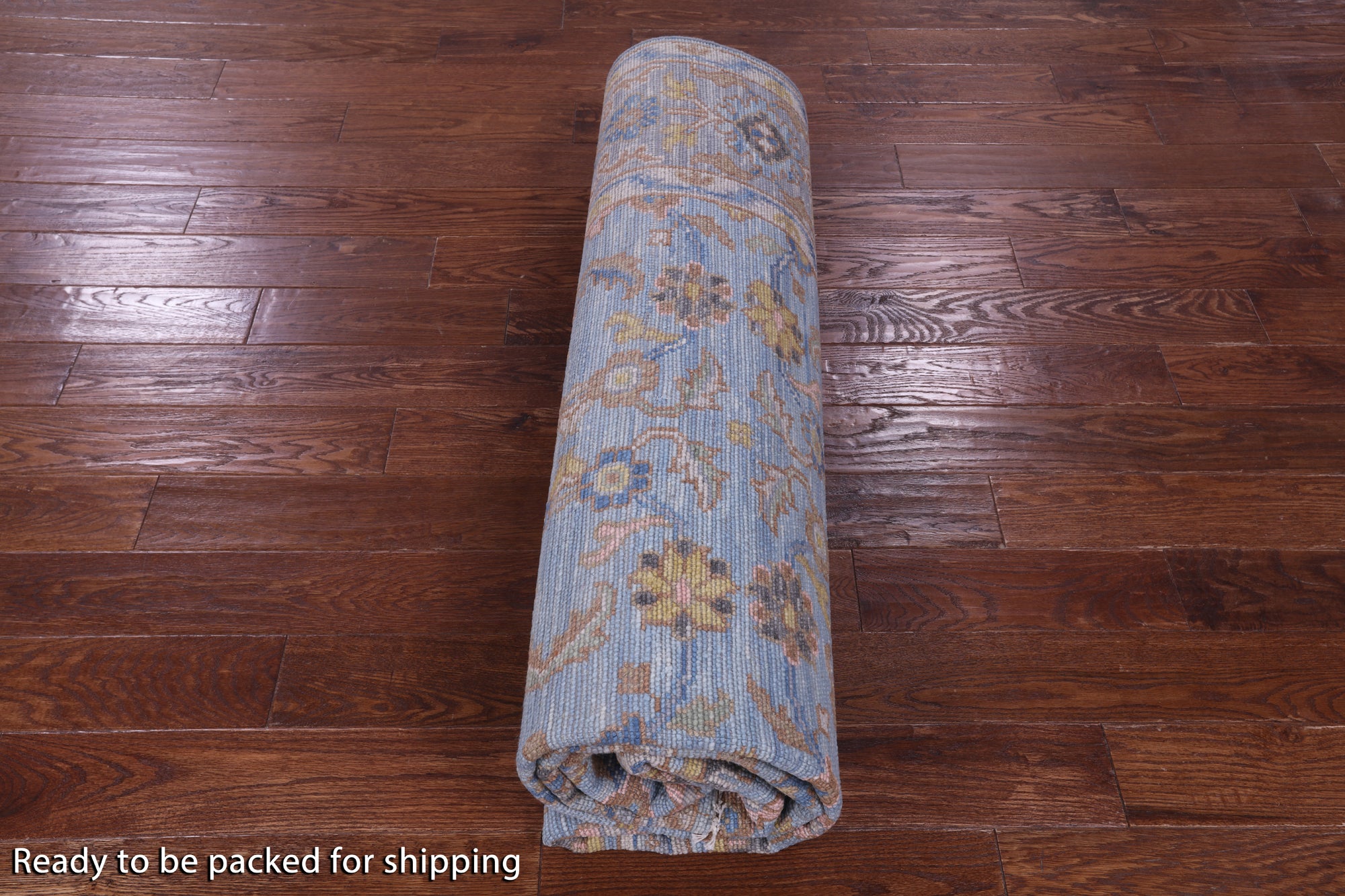 Blue Turkish Oushak Hand Knotted Wool Rug - 8' 2" X 10' 4" - Golden Nile