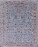 Blue Turkish Oushak Hand Knotted Wool Rug - 8' 2" X 10' 4" - Golden Nile