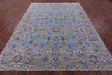 Blue Turkish Oushak Hand Knotted Wool Rug - 8' 2" X 10' 4" - Golden Nile