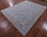 Blue Turkish Oushak Hand Knotted Wool Rug - 8' 2" X 10' 4" - Golden Nile