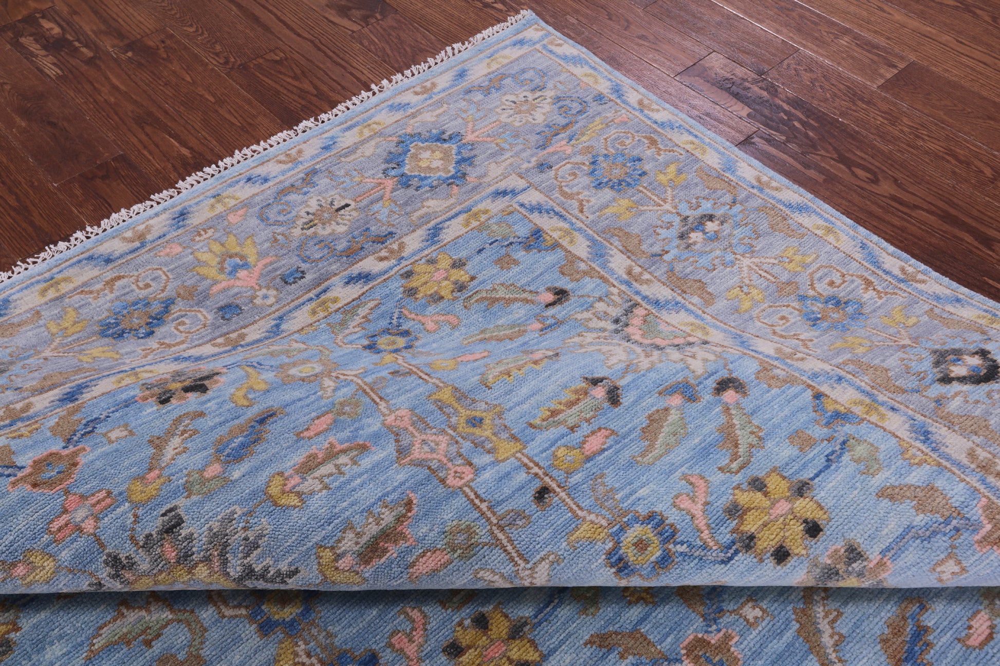 Blue Turkish Oushak Hand Knotted Wool Rug - 8' 2" X 10' 4" - Golden Nile
