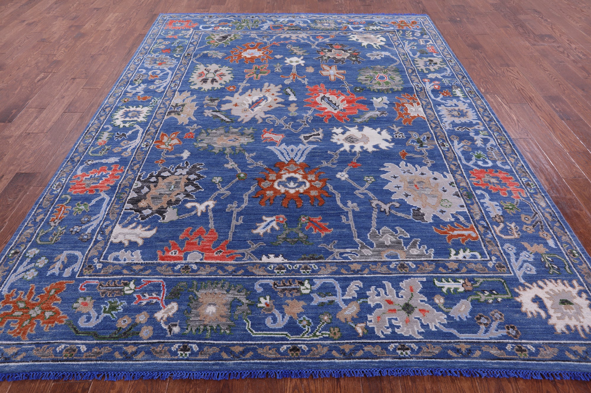 Blue Turkish Oushak Hand Knotted Wool Rug - 8' 1" X 10' 4" - Golden Nile