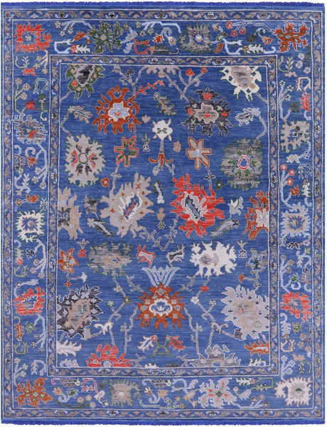 Blue Turkish Oushak Hand Knotted Wool Rug - 8' 1" X 10' 4" - Golden Nile