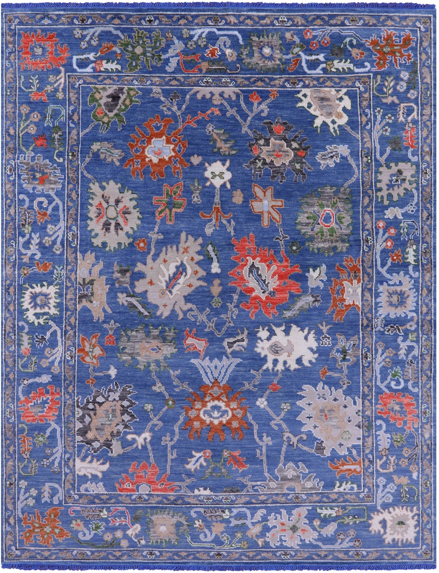 Blue Turkish Oushak Hand Knotted Wool Rug - 8' 1" X 10' 4" - Golden Nile