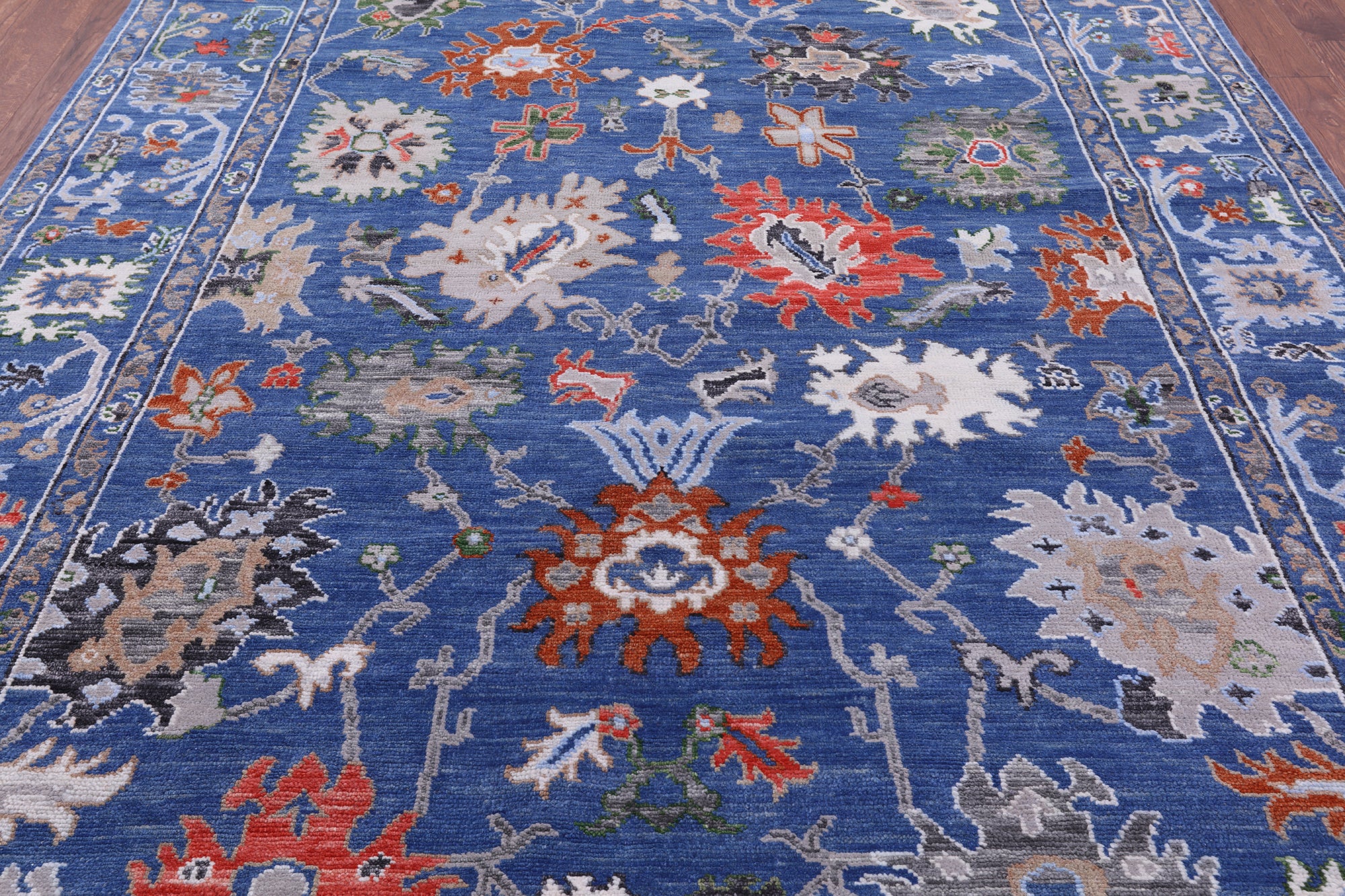 Blue Turkish Oushak Hand Knotted Wool Rug - 8' 1" X 10' 4" - Golden Nile