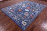 Blue Turkish Oushak Hand Knotted Wool Rug - 8' 1" X 10' 4" - Golden Nile