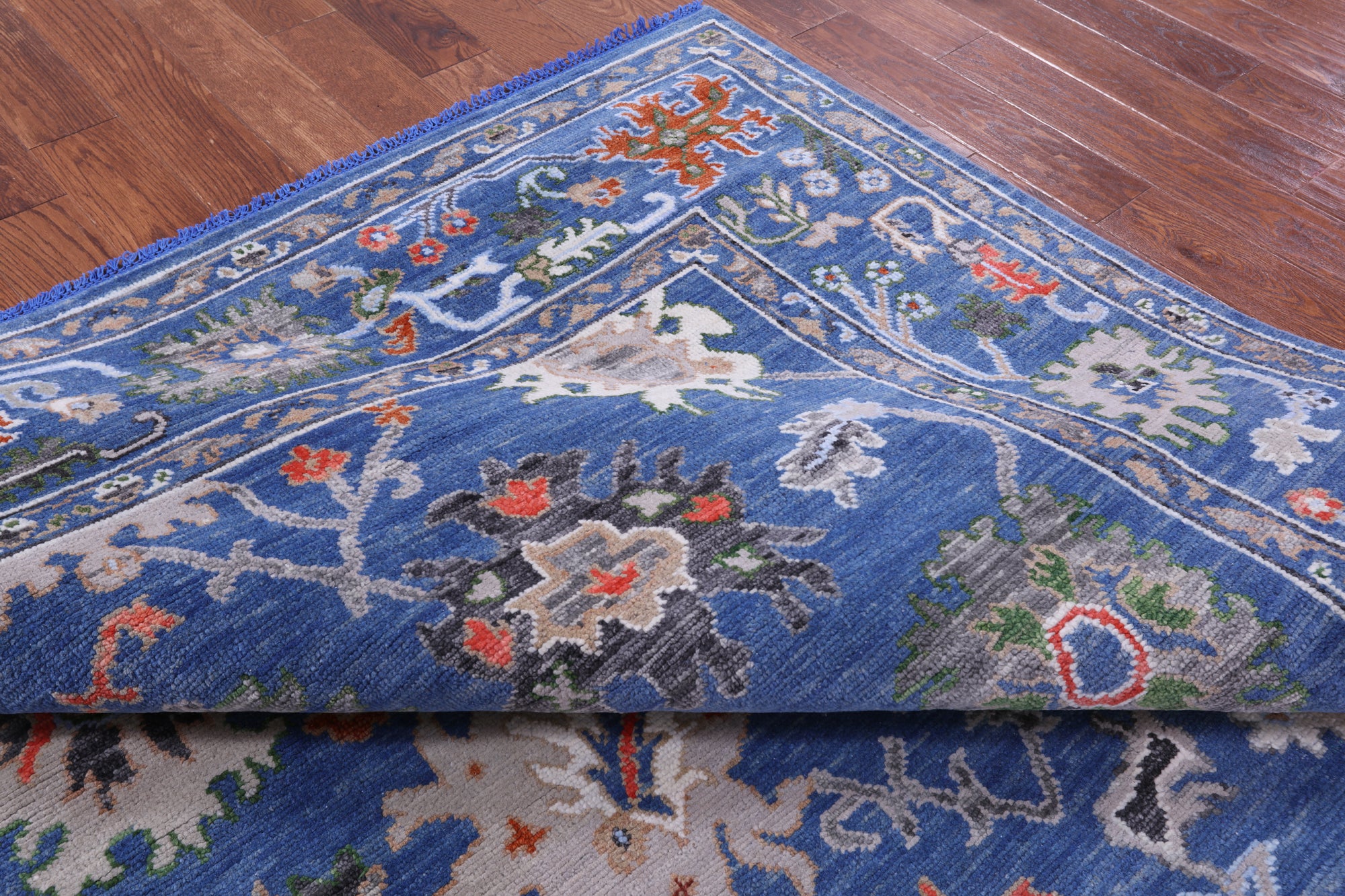 Blue Turkish Oushak Hand Knotted Wool Rug - 8' 1" X 10' 4" - Golden Nile
