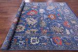 Blue Turkish Oushak Hand Knotted Wool Rug - 8' 1" X 10' 4" - Golden Nile