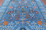 Blue Turkish Oushak Hand Knotted Wool Rug - 8' 3" X 10' 5" - Golden Nile