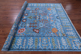 Blue Turkish Oushak Hand Knotted Wool Rug - 8' 3" X 10' 5" - Golden Nile