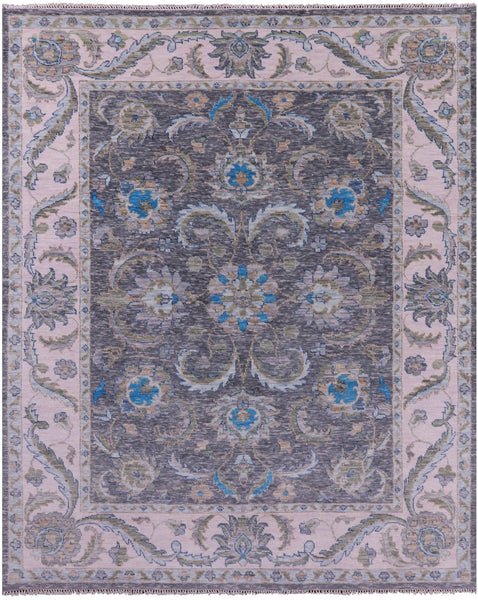 Grey Persian Tabriz Hand Knotted Wool Rug - 8' 0" X 10' 0" - Golden Nile