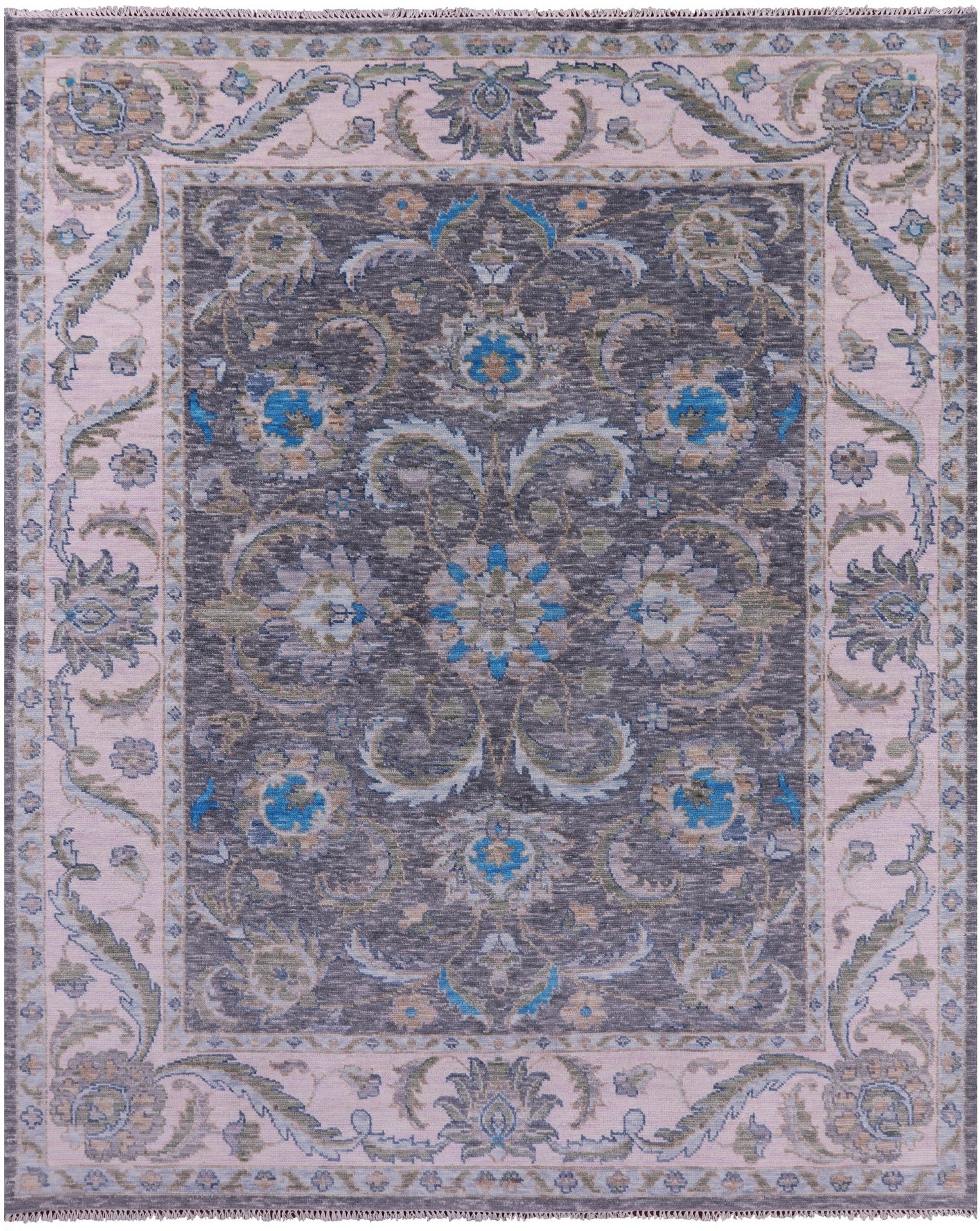 Grey Persian Tabriz Hand Knotted Wool Rug - 8' 0" X 10' 0" - Golden Nile