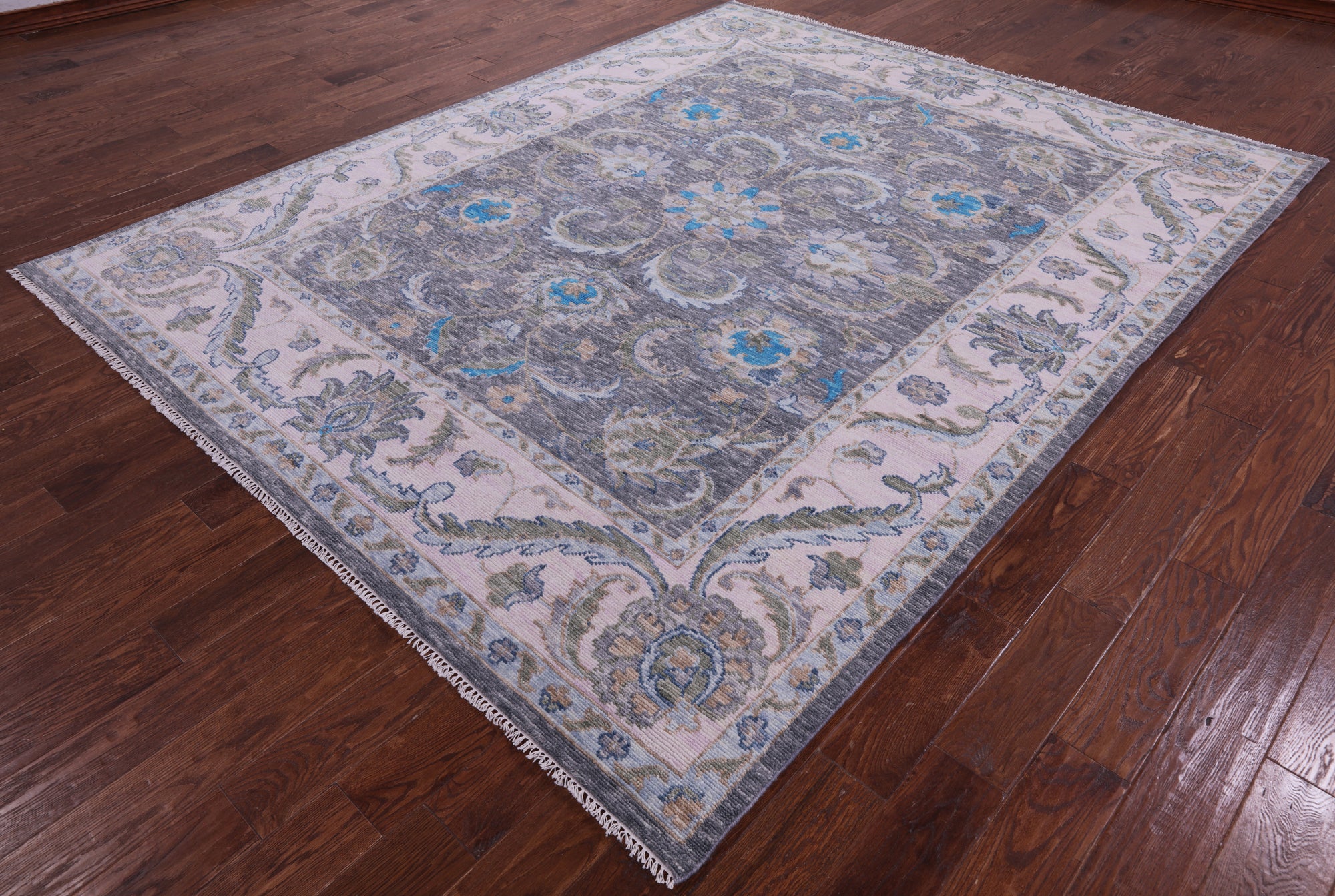 Grey Persian Tabriz Hand Knotted Wool Rug - 8' 0" X 10' 0" - Golden Nile