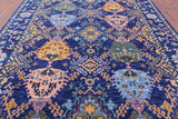 Blue Turkish Oushak Hand Knotted Wool Rug - 9' 1" X 12' 2" - Golden Nile