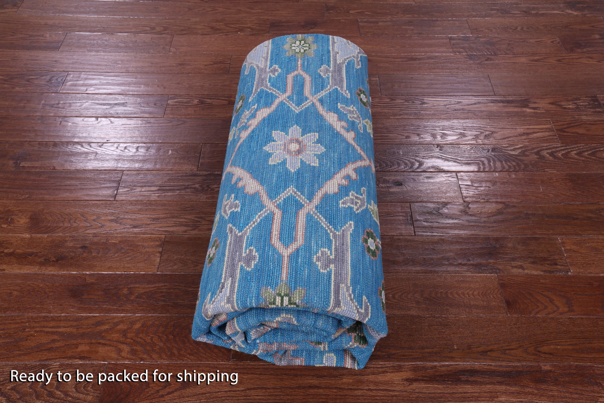 Blue Turkish Oushak Handmade Wool Rug - 9' 3" X 11' 9" - Golden Nile