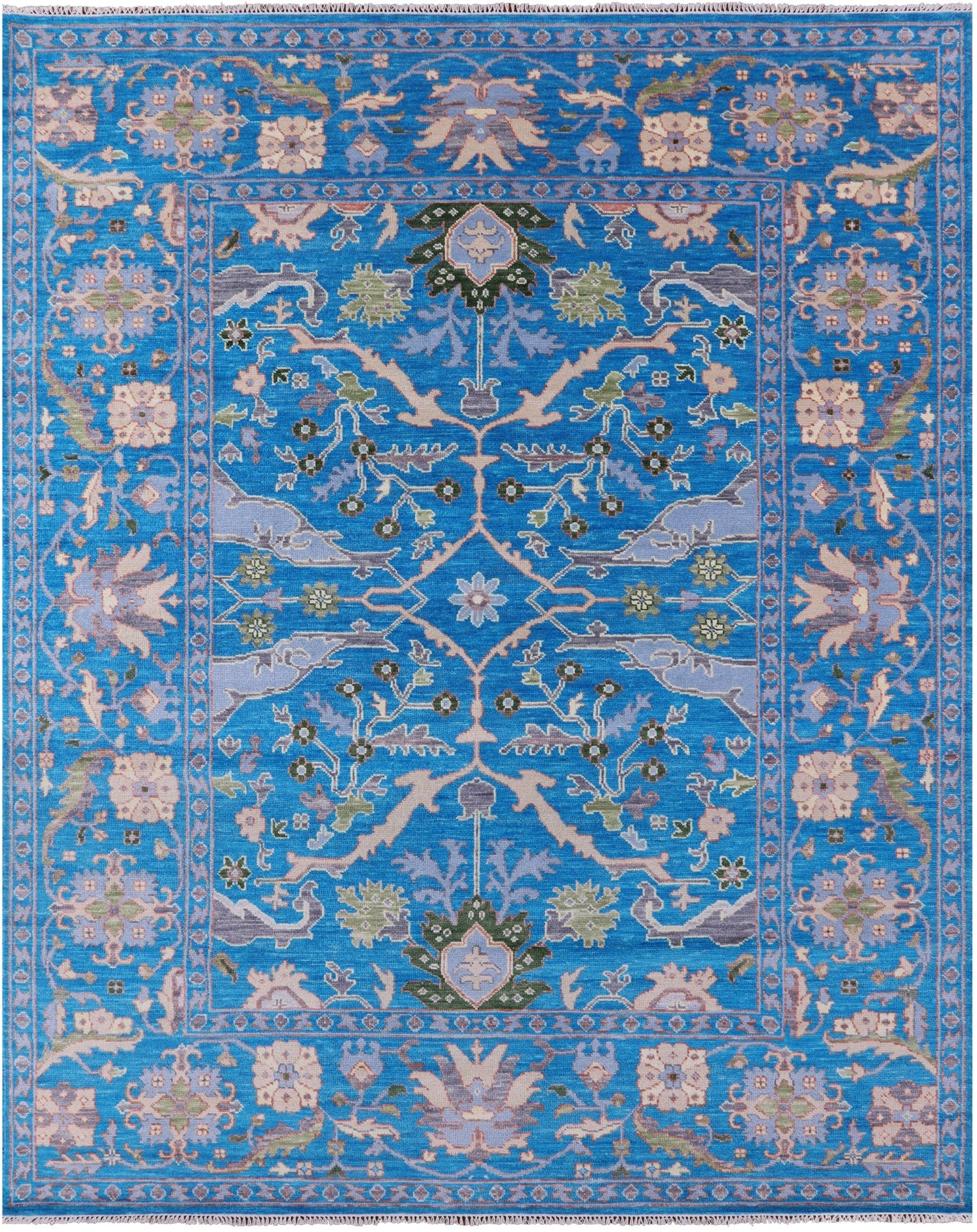 Blue Turkish Oushak Handmade Wool Rug - 9' 3" X 11' 9" - Golden Nile