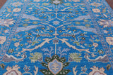Blue Turkish Oushak Handmade Wool Rug - 9' 3" X 11' 9" - Golden Nile