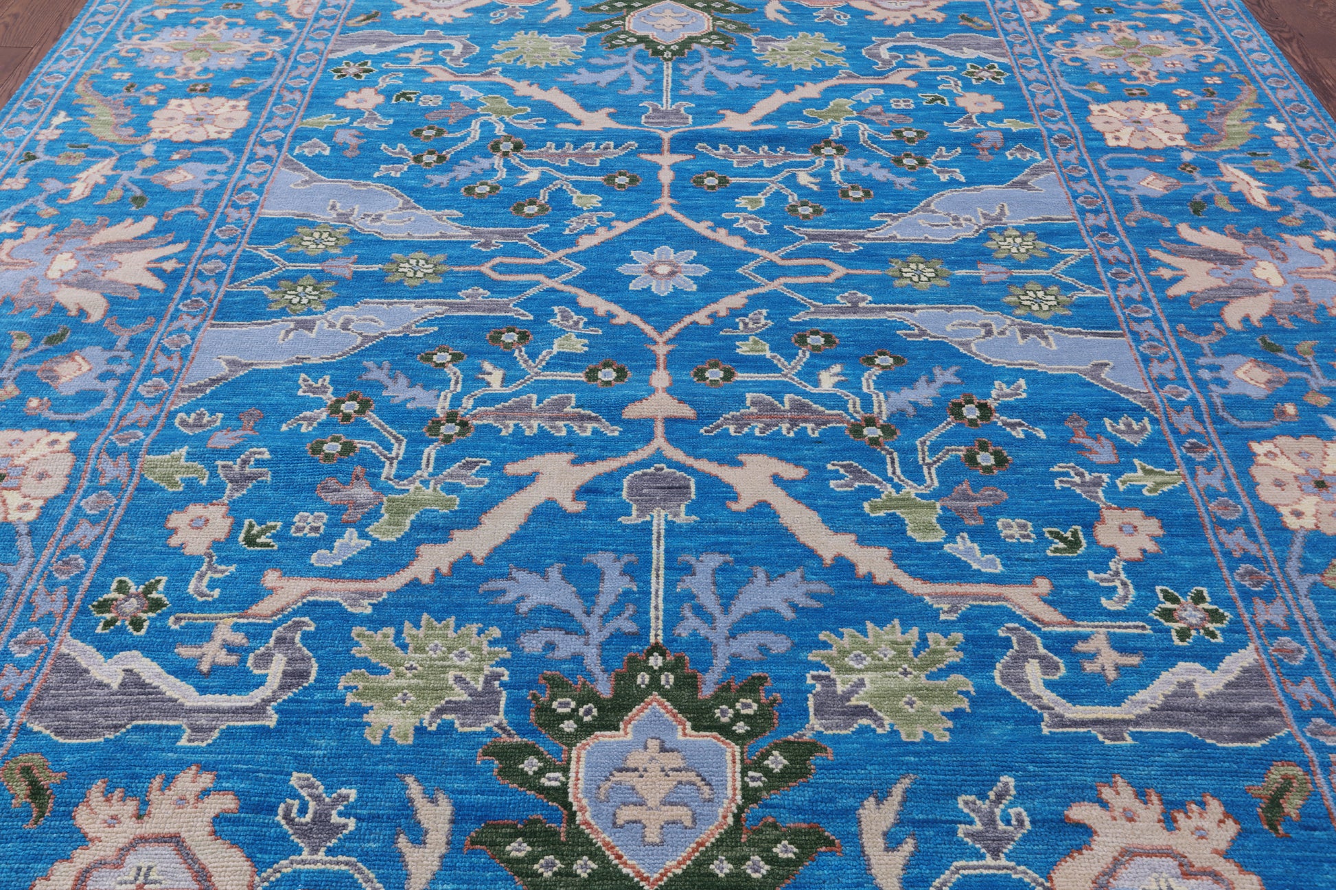 Blue Turkish Oushak Handmade Wool Rug - 9' 3" X 11' 9" - Golden Nile