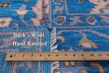 Blue Turkish Oushak Handmade Wool Rug - 9' 3" X 11' 9" - Golden Nile