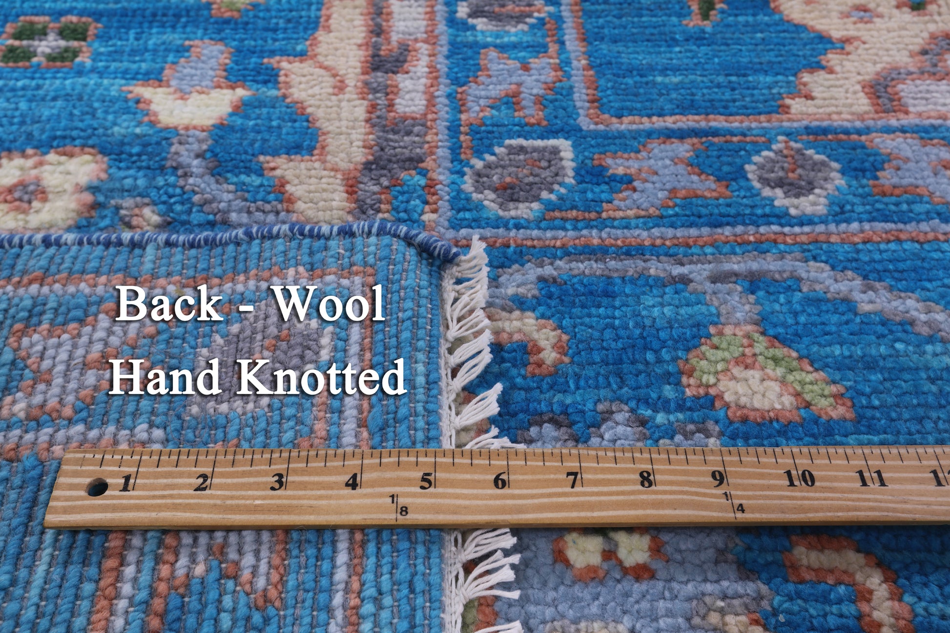 Blue Turkish Oushak Handmade Wool Rug - 9' 3" X 11' 9" - Golden Nile
