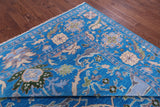 Blue Turkish Oushak Handmade Wool Rug - 9' 3" X 11' 9" - Golden Nile
