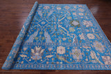 Blue Turkish Oushak Handmade Wool Rug - 9' 3" X 11' 9" - Golden Nile