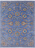 Blue Persian Tabriz Hand Knotted Wool Rug - 9' 0" X 12' 0" - Golden Nile