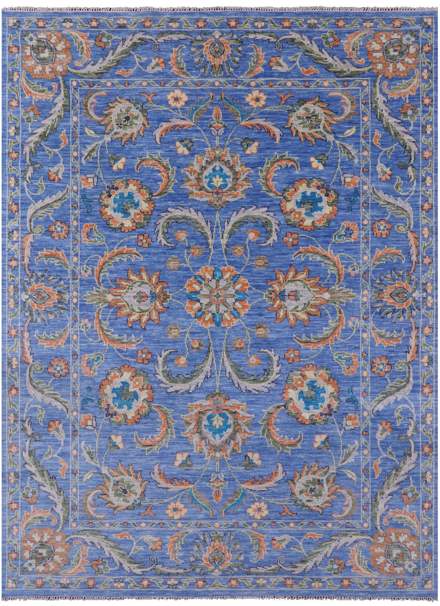 Blue Persian Tabriz Hand Knotted Wool Rug - 9' 0" X 12' 0" - Golden Nile