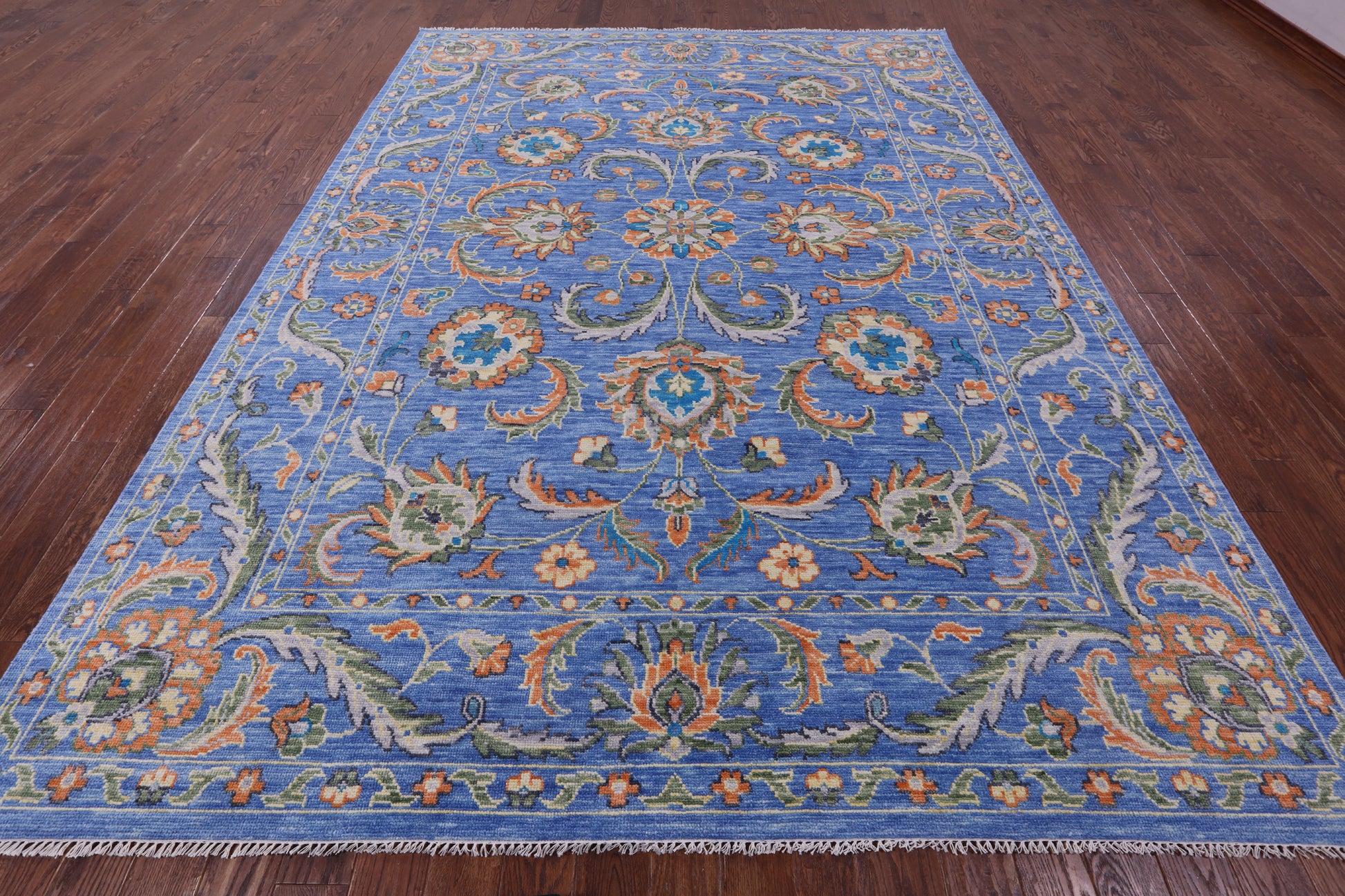 Blue Persian Tabriz Hand Knotted Wool Rug - 9' 0" X 12' 0" - Golden Nile