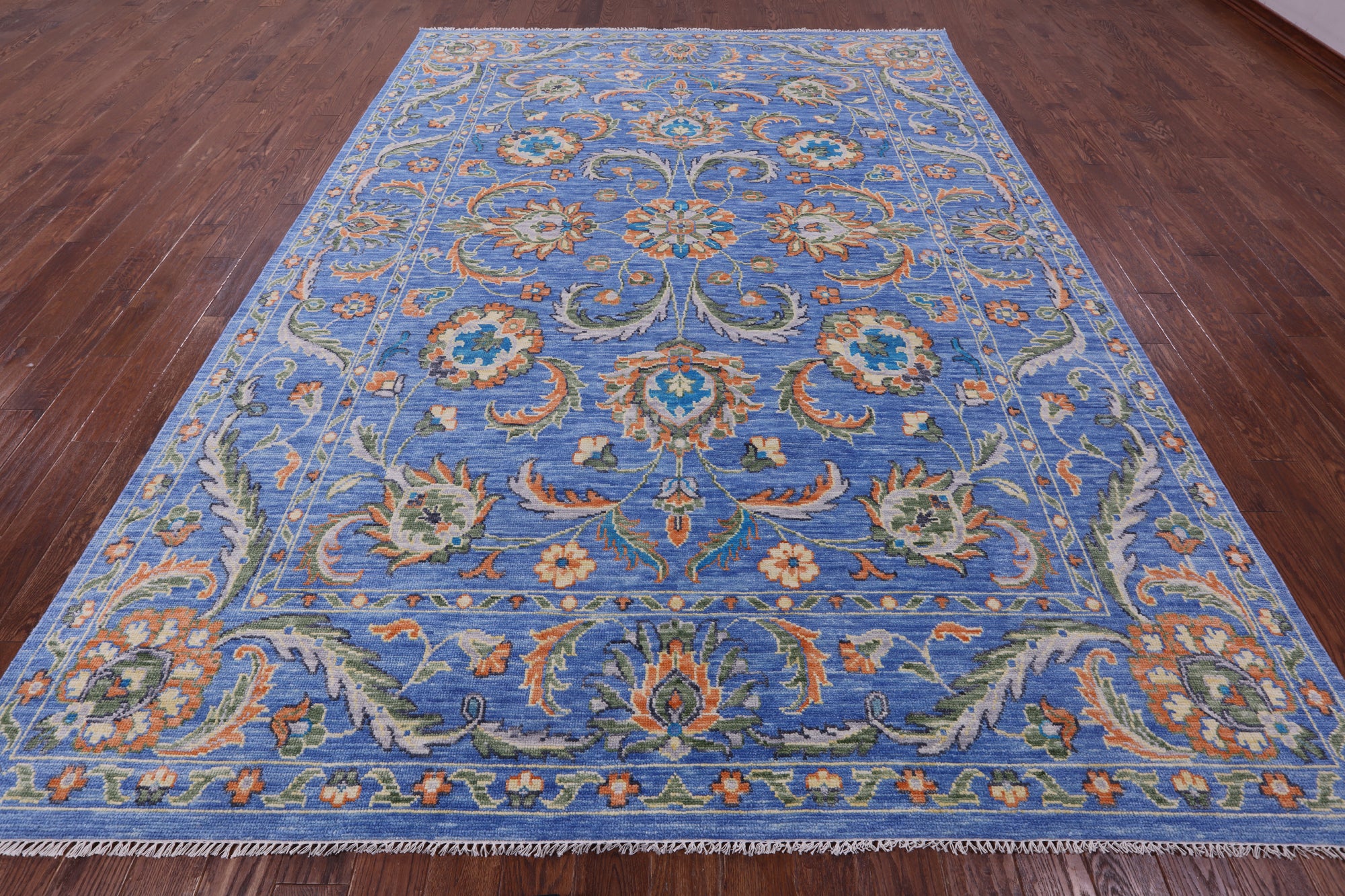 Blue Persian Tabriz Hand Knotted Wool Rug - 9' 0" X 12' 0" - Golden Nile