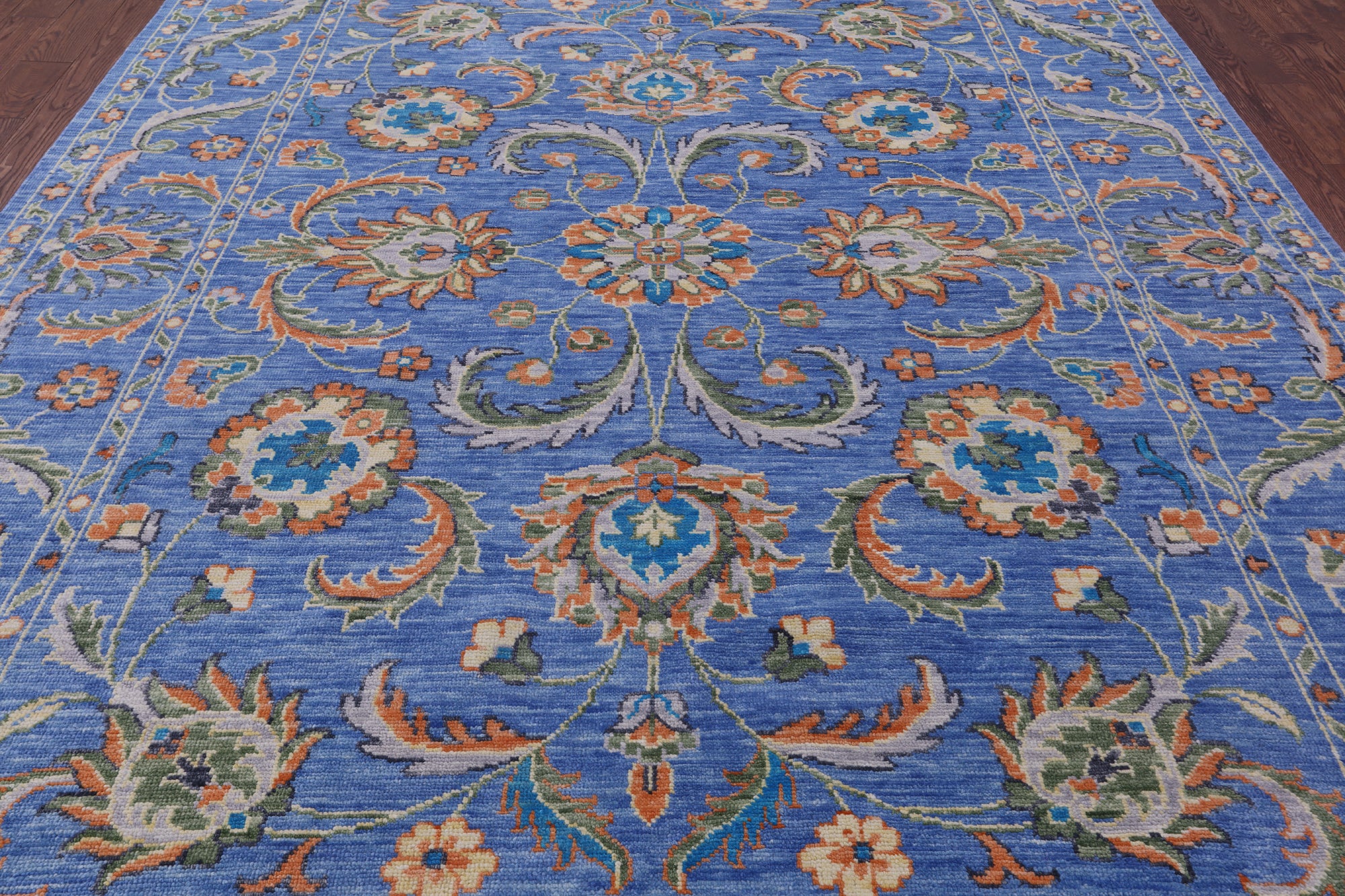 Blue Persian Tabriz Hand Knotted Wool Rug - 9' 0" X 12' 0" - Golden Nile
