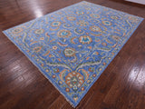 Blue Persian Tabriz Hand Knotted Wool Rug - 9' 0" X 12' 0" - Golden Nile