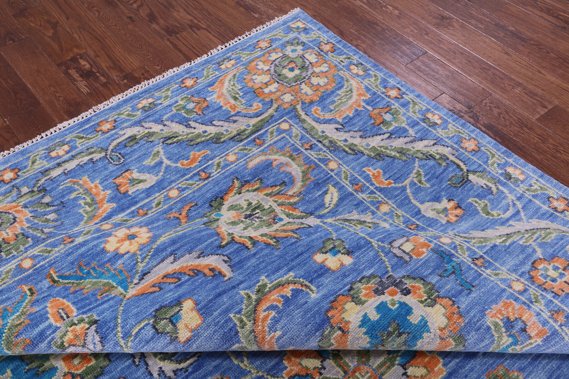 Blue Persian Tabriz Hand Knotted Wool Rug - 9' 0" X 12' 0" - Golden Nile