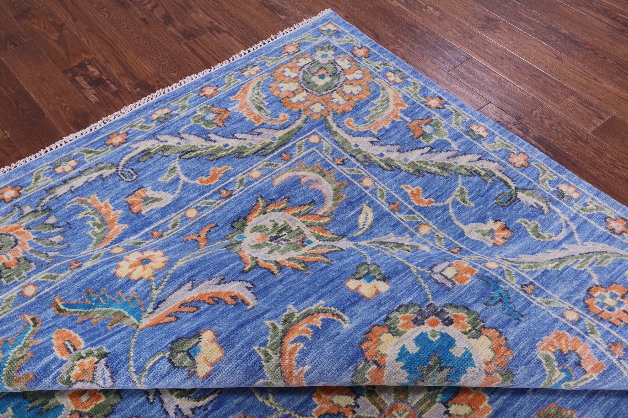 Blue Persian Tabriz Hand Knotted Wool Rug - 9' 0" X 12' 0" - Golden Nile