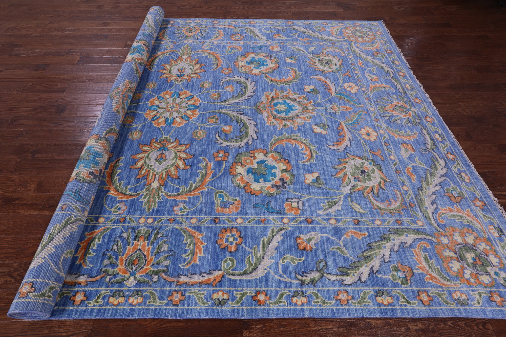 Blue Persian Tabriz Hand Knotted Wool Rug - 9' 0" X 12' 0" - Golden Nile