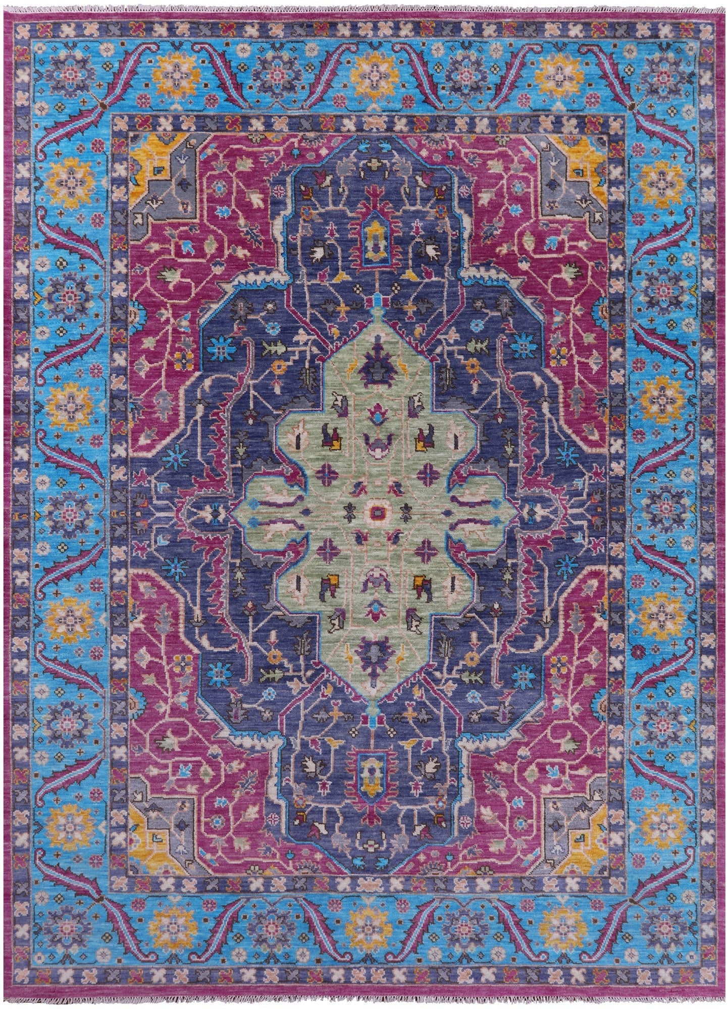 Heriz Serapi Hand Knotted Wool Rug - 9' 0" X 12' 6" - Golden Nile