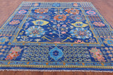 Blue Square Turkish Oushak Hand Knotted Wool Rug - 9' 0" X 9' 2" - Golden Nile