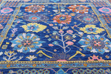 Blue Square Turkish Oushak Hand Knotted Wool Rug - 9' 0" X 9' 2" - Golden Nile