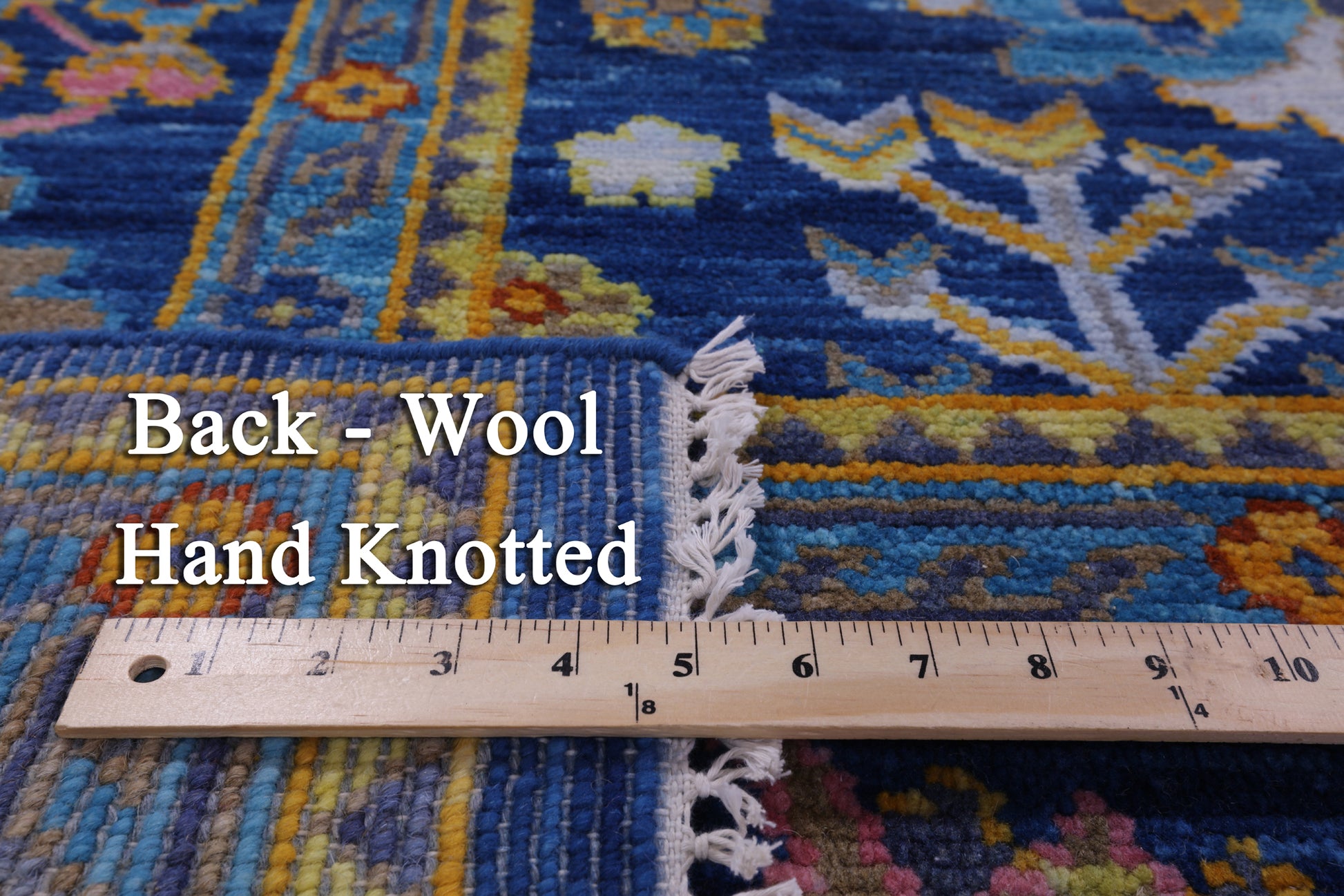 Blue Square Turkish Oushak Hand Knotted Wool Rug - 9' 0" X 9' 2" - Golden Nile